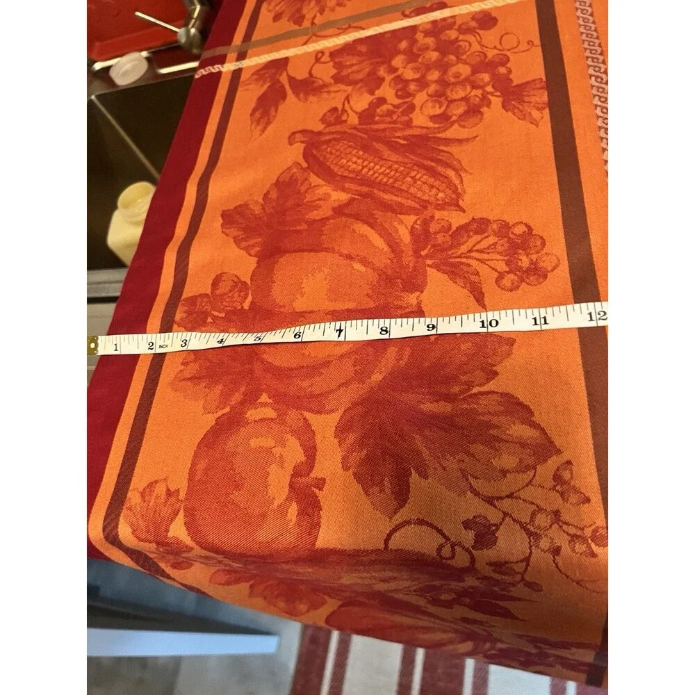 Williams Sonoma Jacquard Tablecloth 60x84 fall harvest Pumpkin orange
